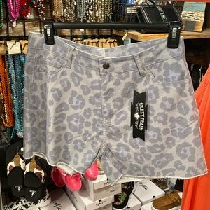 Crazy Train gray animal print shorts